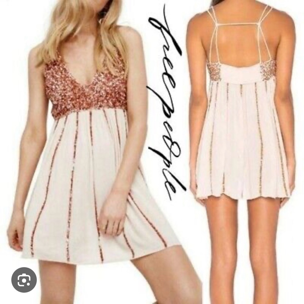 🦄 Intimately Free People sequin tunic in rose gold / champagne blush